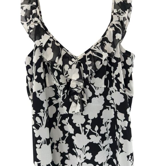 Anny Taylor Loft Dress Black White Floral Babydoll Fairy Whimsical  Size 12 - Picture 7 of 10